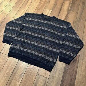 Vintage 90s Croft‎ & barrow checkered grunge knitwear crewneck sweater size XL